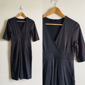 BCBG Maxazria dk grey empire waist dress